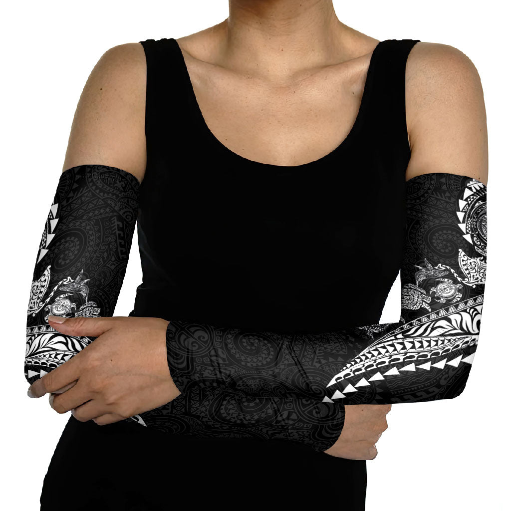Hawaiian Kakau Tribal Sea Animals Tattoos Arm Sleeves Black Color