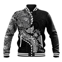 Hawaiian Kakau Tribal Sea Animals Tattoos Baseball Jacket Black Color