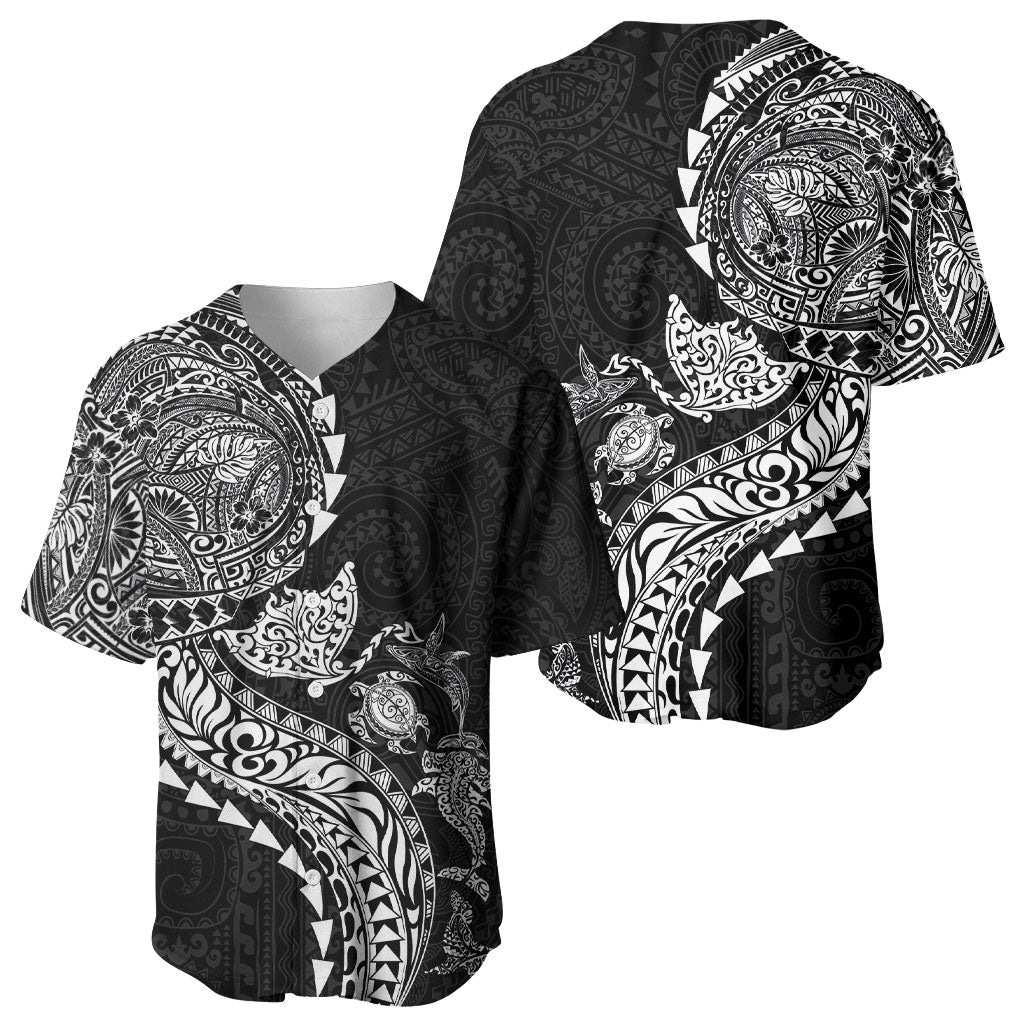 Hawaiian Kakau Tribal Sea Animals Tattoos Baseball Jersey Black Color