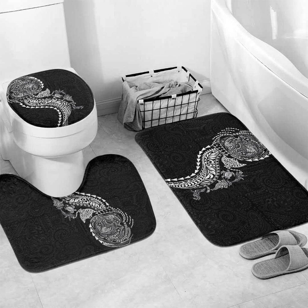 Hawaiian Kakau Tribal Sea Animals Tattoos Bathroom Set Black Color