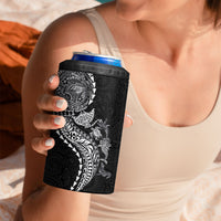 Hawaiian Kakau Tribal Sea Animals Tattoos 4 in 1 Can Cooler Tumbler Black Color