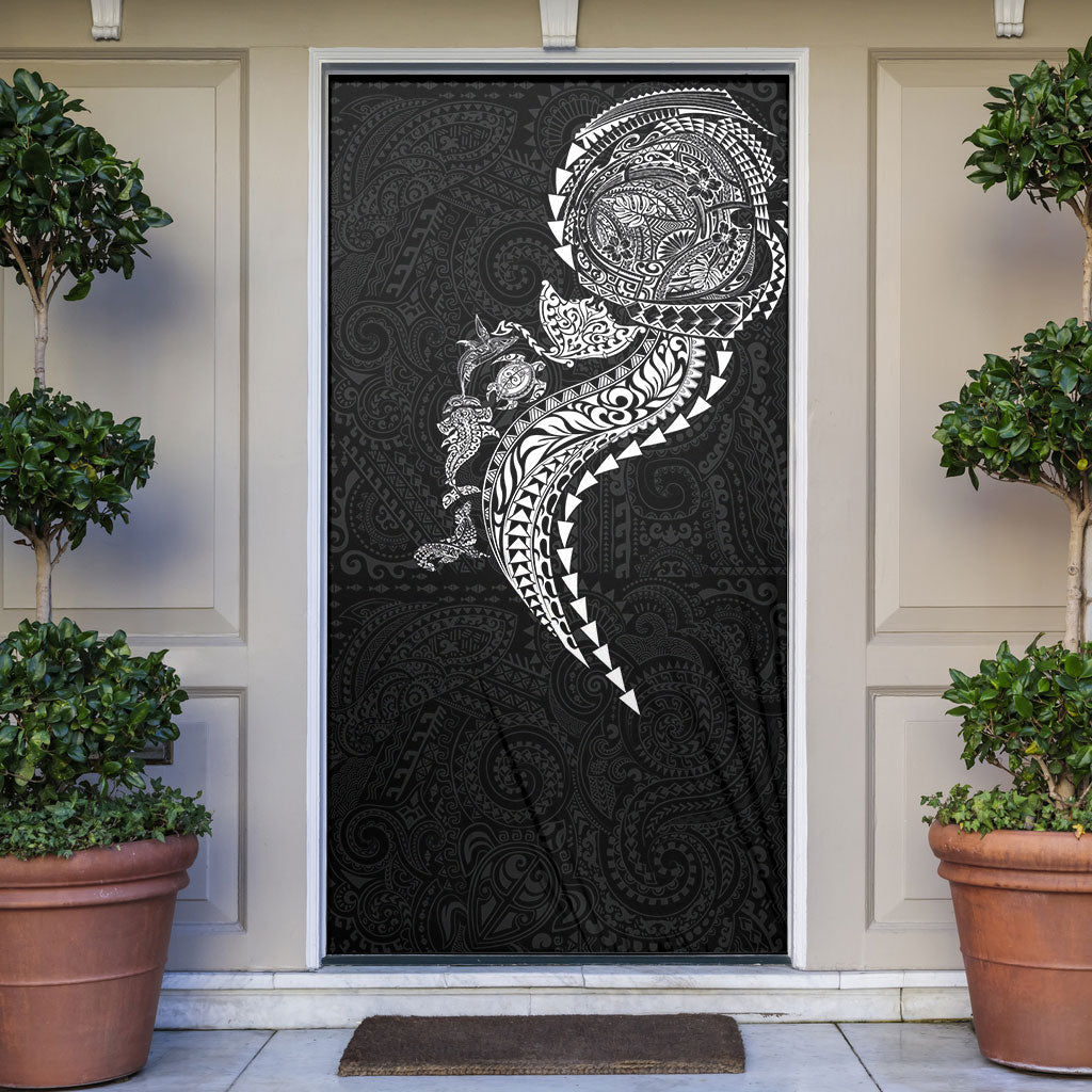 Hawaiian Kakau Tribal Sea Animals Tattoos Door Cover Black Color LT03 Black - Polynesian Pride