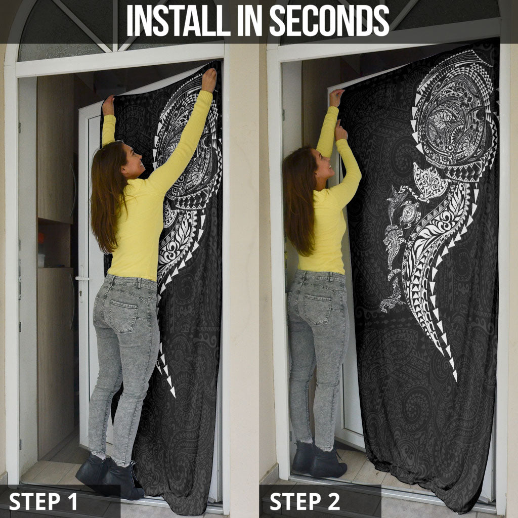 Hawaiian Kakau Tribal Sea Animals Tattoos Door Cover Black Color LT03 - Polynesian Pride