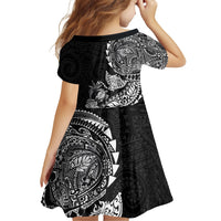 Hawaiian Kakau Tribal Sea Animals Tattoos Family Matching Puletasi and Hawaiian Shirt Black Color LT03 - Polynesian Pride