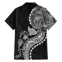Hawaiian Kakau Tribal Sea Animals Tattoos Family Matching Puletasi and Hawaiian Shirt Black Color LT03 - Polynesian Pride