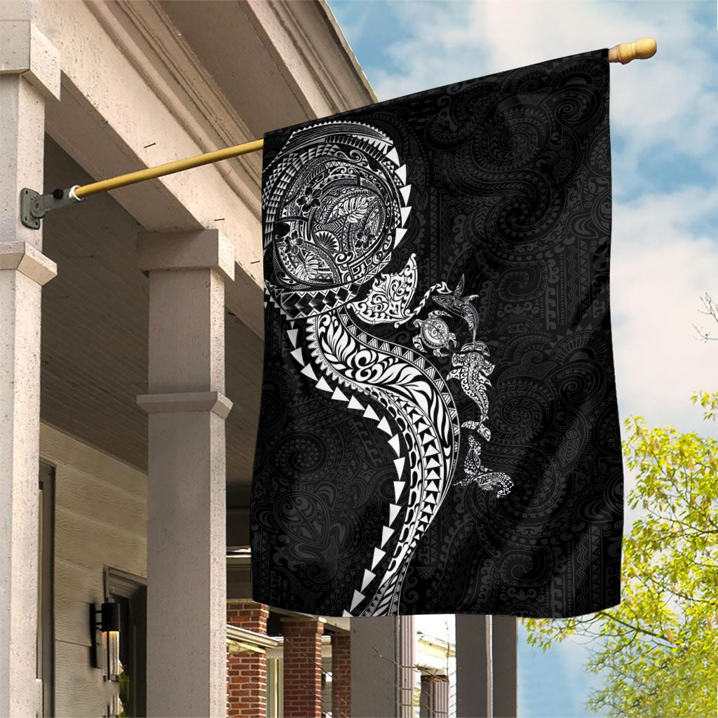 Hawaiian Kakau Tribal Sea Animals Tattoos Garden Flag Black Color