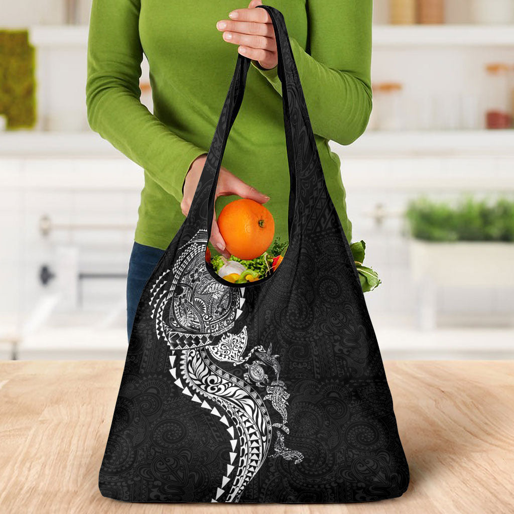 Hawaiian Kakau Tribal Sea Animals Tattoos Grocery Bag Black Color LT03 - Polynesian Pride