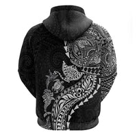 Hawaiian Kakau Tribal Sea Animals Tattoos Hoodie Black Color LT03 - Polynesian Pride