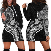 Hawaiian Kakau Tribal Sea Animals Tattoos Hoodie Dress Black Color
