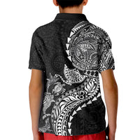 Hawaiian Kakau Tribal Sea Animals Tattoos Kid Polo Shirt Black Color LT03 - Polynesian Pride