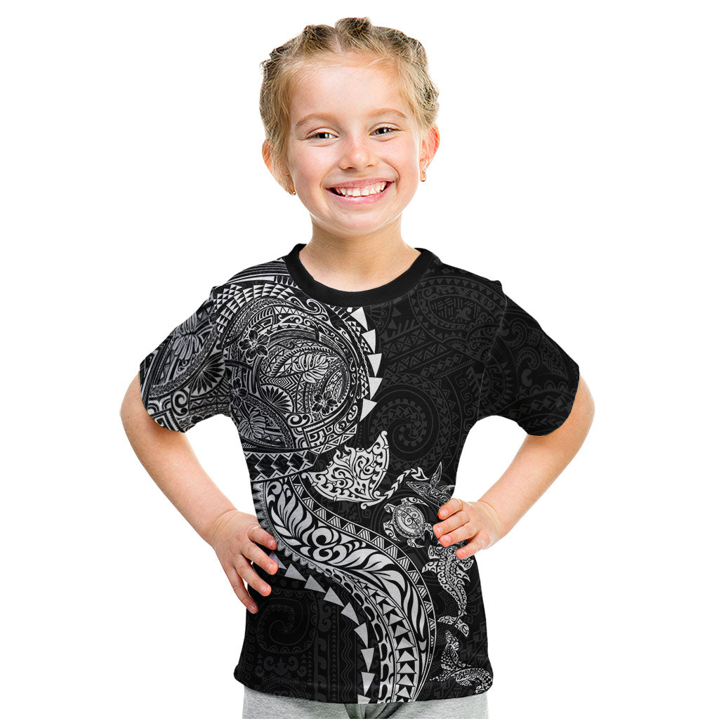 Hawaiian Kakau Tribal Sea Animals Tattoos Kid T Shirt Black Color LT03 Black - Polynesian Pride