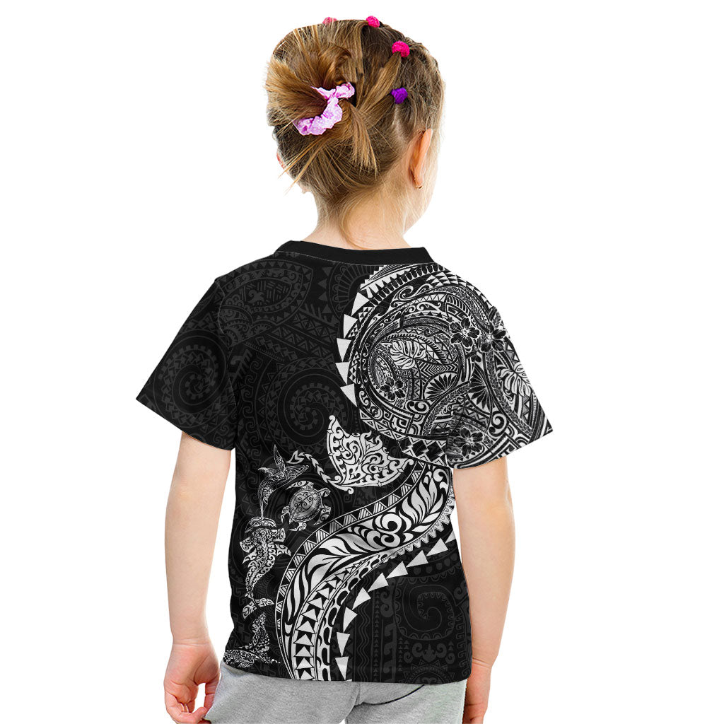 Hawaiian Kakau Tribal Sea Animals Tattoos Kid T Shirt Black Color LT03 - Polynesian Pride