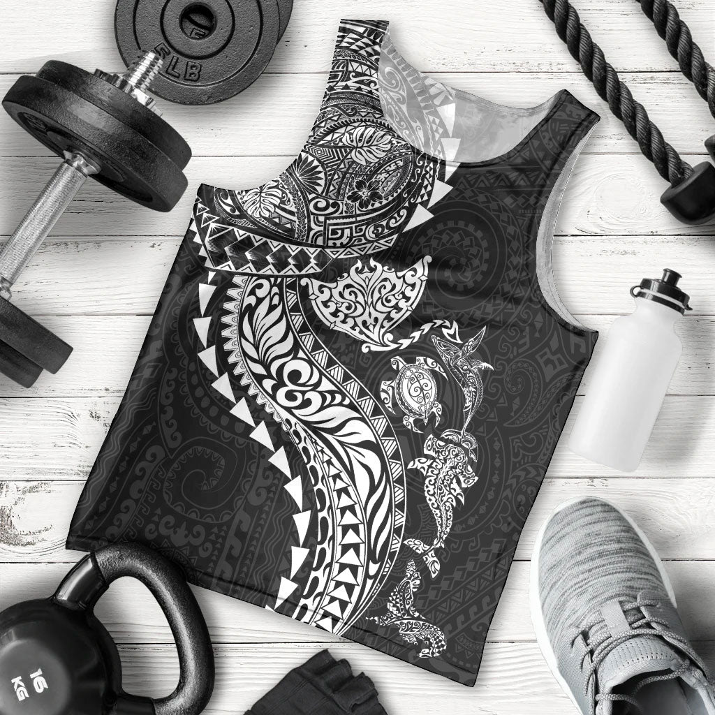Hawaiian Kakau Tribal Sea Animals Tattoos Men Tank Top Black Color LT03 - Polynesian Pride