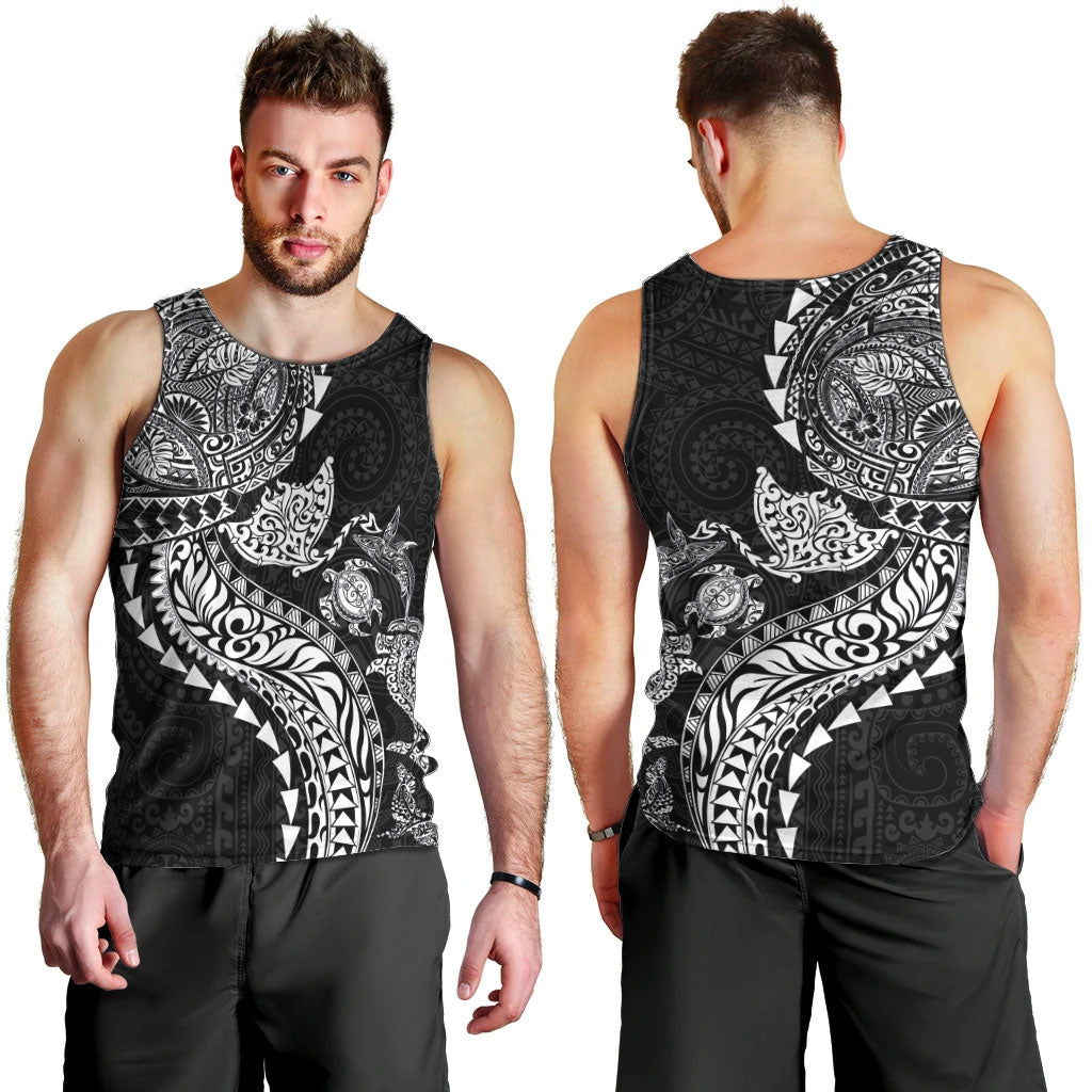 Hawaiian Kakau Tribal Sea Animals Tattoos Men Tank Top Black Color LT03 - Polynesian Pride