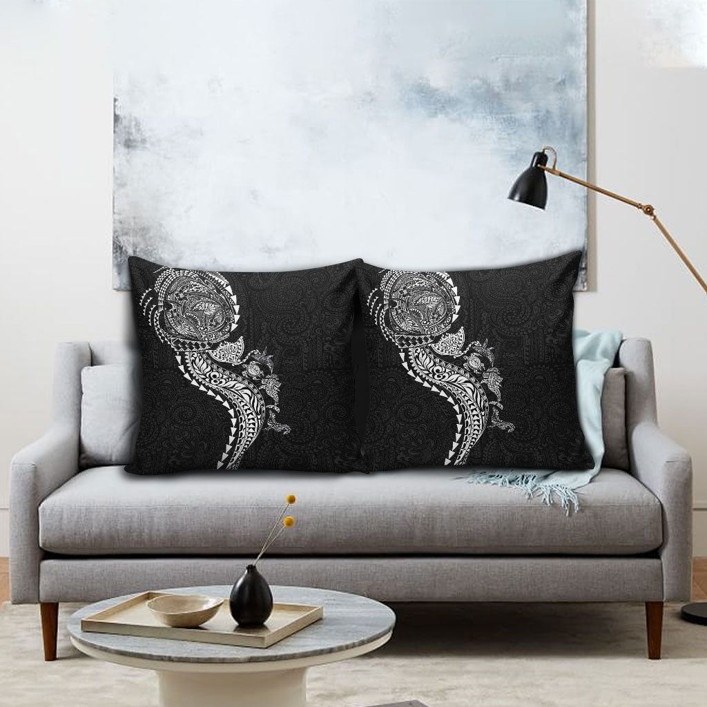 Hawaiian Kakau Tribal Sea Animals Tattoos Pillow Cover Black Color LT03 - Polynesian Pride