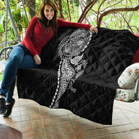 Hawaiian Kakau Tribal Sea Animals Tattoos Quilt Black Color