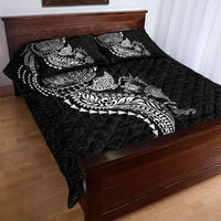 Hawaiian Kakau Tribal Sea Animals Tattoos Quilt Bed Set Black Color