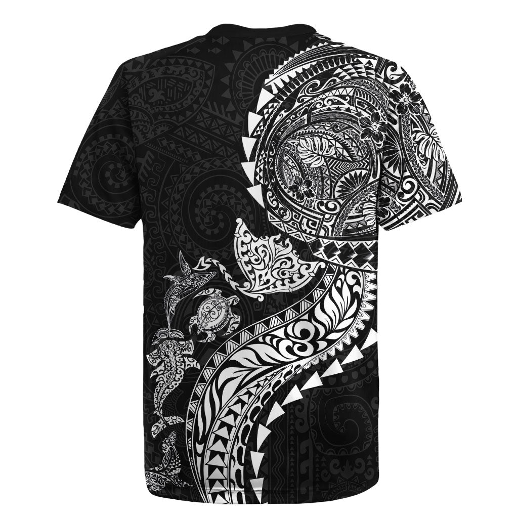Hawaiian Kakau Tribal Sea Animals Tattoos Rugby Jersey Black Color LT03 - Polynesian Pride
