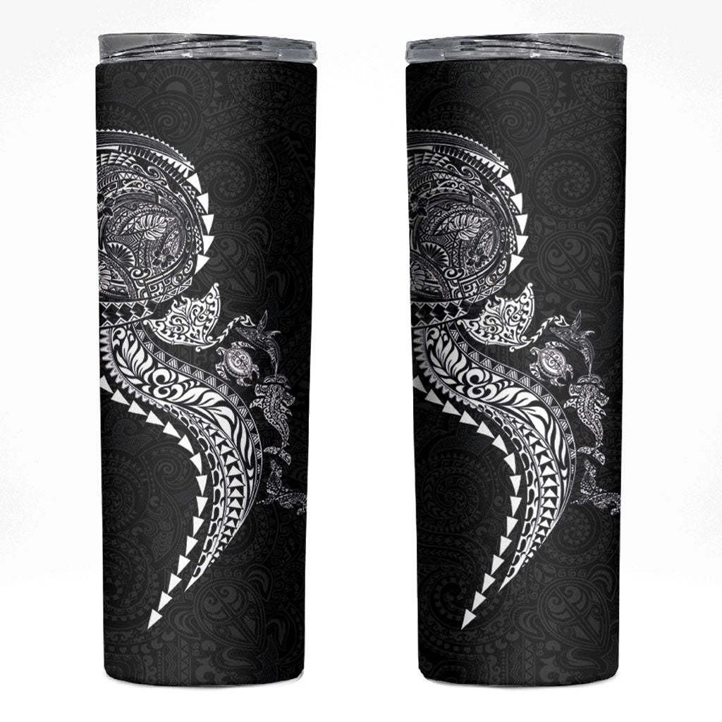 Hawaiian Kakau Tribal Sea Animals Tattoos Skinny Tumbler Black Color