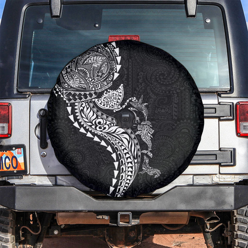 Hawaiian Kakau Tribal Sea Animals Tattoos Spare Tire Cover Black Color LT03 Black - Polynesian Pride