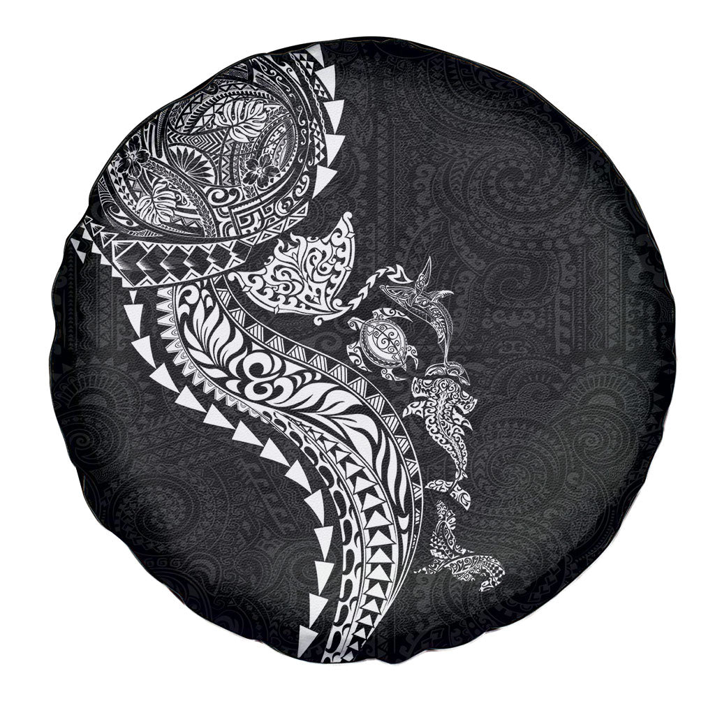 Hawaiian Kakau Tribal Sea Animals Tattoos Spare Tire Cover Black Color LT03 - Polynesian Pride