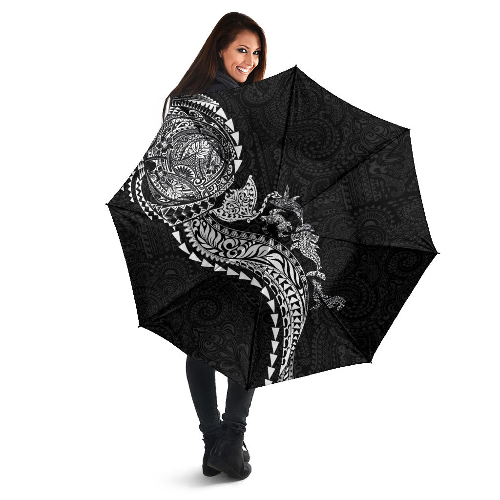 Hawaiian Kakau Tribal Sea Animals Tattoos Umbrella Black Color