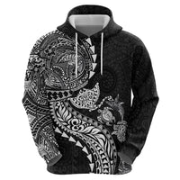 Hawaiian Kakau Tribal Sea Animals Tattoos Zip Hoodie Black Color LT03 - Polynesian Pride