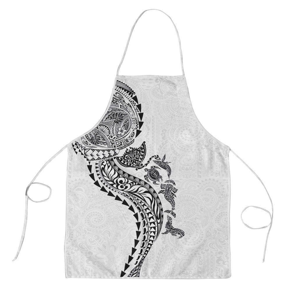 Hawaiian Kakau Tribal Sea Animals Tattoos Apron White Color LT03 White - Polynesian Pride