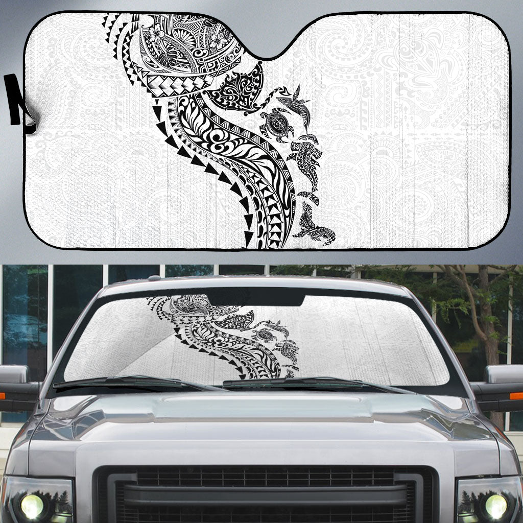 Hawaiian Kakau Tribal Sea Animals Tattoos Auto Sun Shade White Color