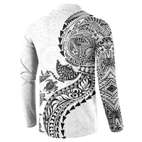 Hawaiian Kakau Tribal Sea Animals Tattoos Button Sweatshirt White Color LT03 - Polynesian Pride