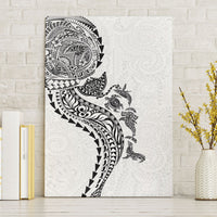 Hawaiian Kakau Tribal Sea Animals Tattoos Canvas Wall Art White Color