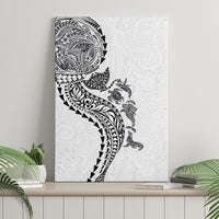 Hawaiian Kakau Tribal Sea Animals Tattoos Canvas Wall Art White Color
