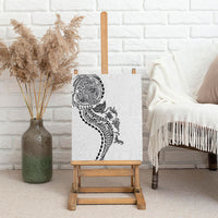 Hawaiian Kakau Tribal Sea Animals Tattoos Canvas Wall Art White Color