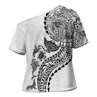 Hawaiian Kakau Tribal Sea Animals Tattoos Cross Shoulder Shirt White Color LT03 - Polynesian Pride