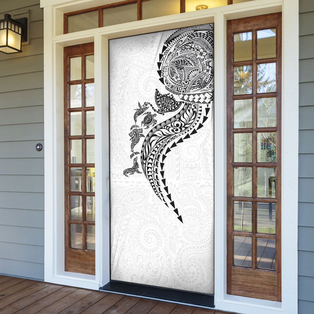 Hawaiian Kakau Tribal Sea Animals Tattoos Door Cover White Color LT03 - Polynesian Pride