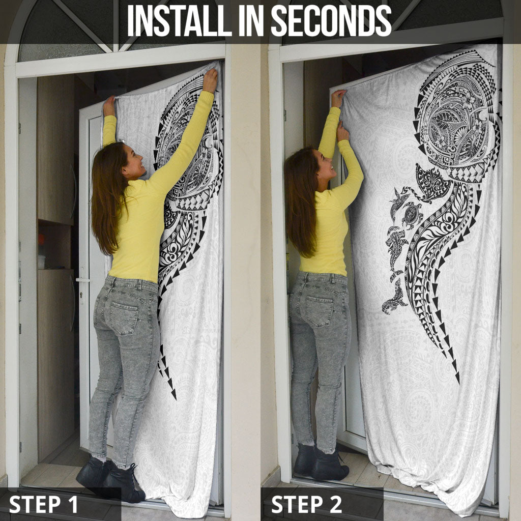 Hawaiian Kakau Tribal Sea Animals Tattoos Door Cover White Color LT03 - Polynesian Pride