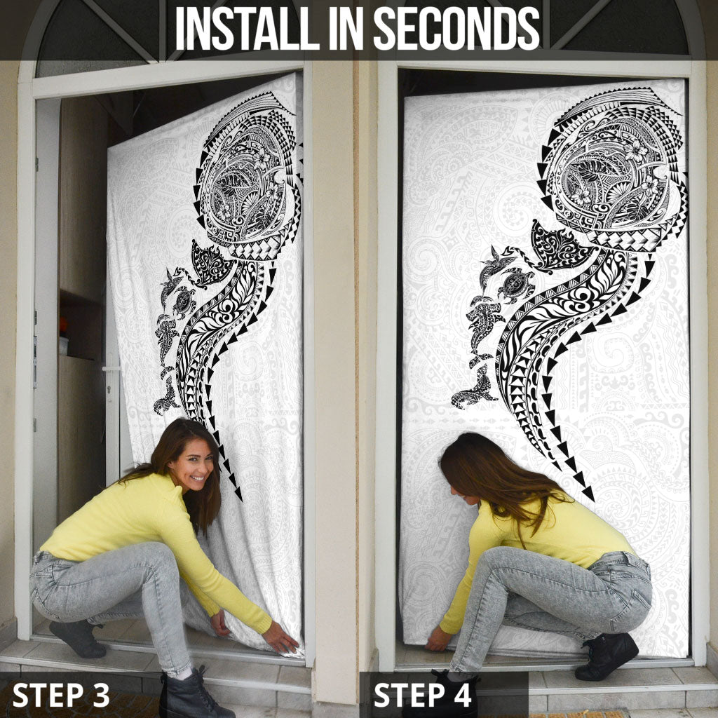 Hawaiian Kakau Tribal Sea Animals Tattoos Door Cover White Color LT03 - Polynesian Pride