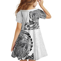 Hawaiian Kakau Tribal Sea Animals Tattoos Family Matching Off Shoulder Maxi Dress and Hawaiian Shirt White Color LT03 - Polynesian Pride