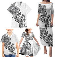 Hawaiian Kakau Tribal Sea Animals Tattoos Family Matching Puletasi and Hawaiian Shirt White Color LT03 - Polynesian Pride