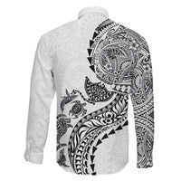 Hawaiian Kakau Tribal Sea Animals Tattoos Family Matching Puletasi and Hawaiian Shirt White Color LT03 - Polynesian Pride