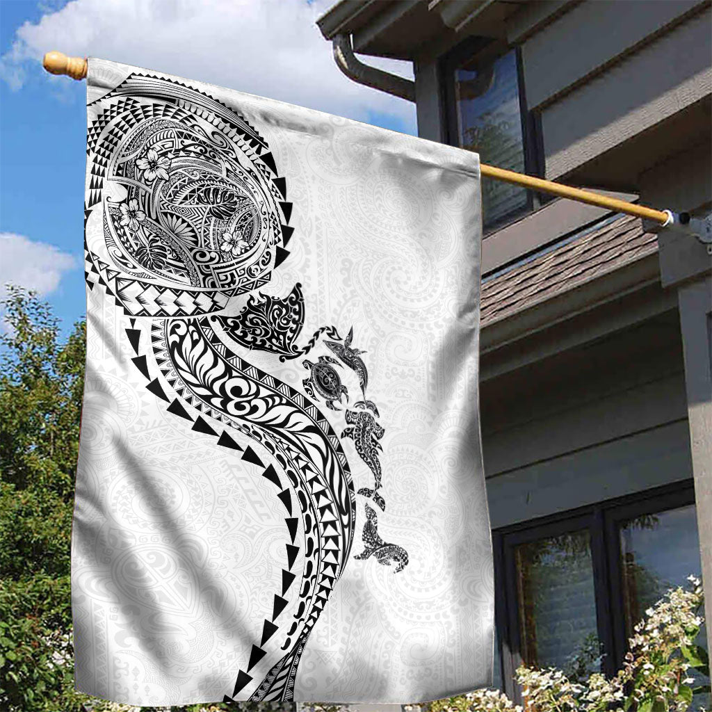 Hawaiian Kakau Tribal Sea Animals Tattoos Garden Flag White Color LT03 - Polynesian Pride