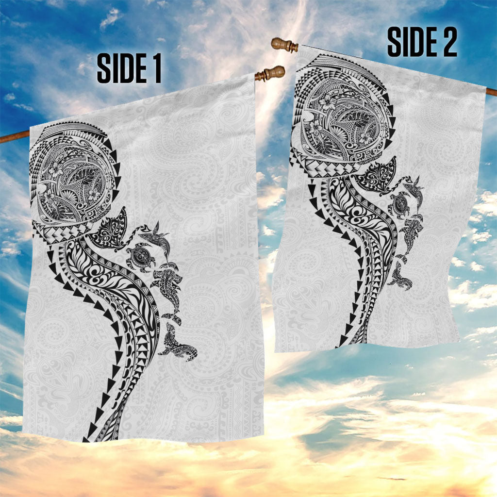 Hawaiian Kakau Tribal Sea Animals Tattoos Garden Flag White Color LT03 - Polynesian Pride