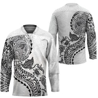 Hawaiian Kakau Tribal Sea Animals Tattoos Hockey Jersey White Color LT03 - Polynesian Pride