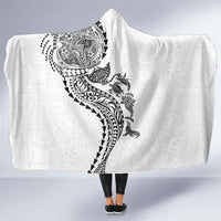 Hawaiian Kakau Tribal Sea Animals Tattoos Hooded Blanket White Color LT03 One Size White - Polynesian Pride