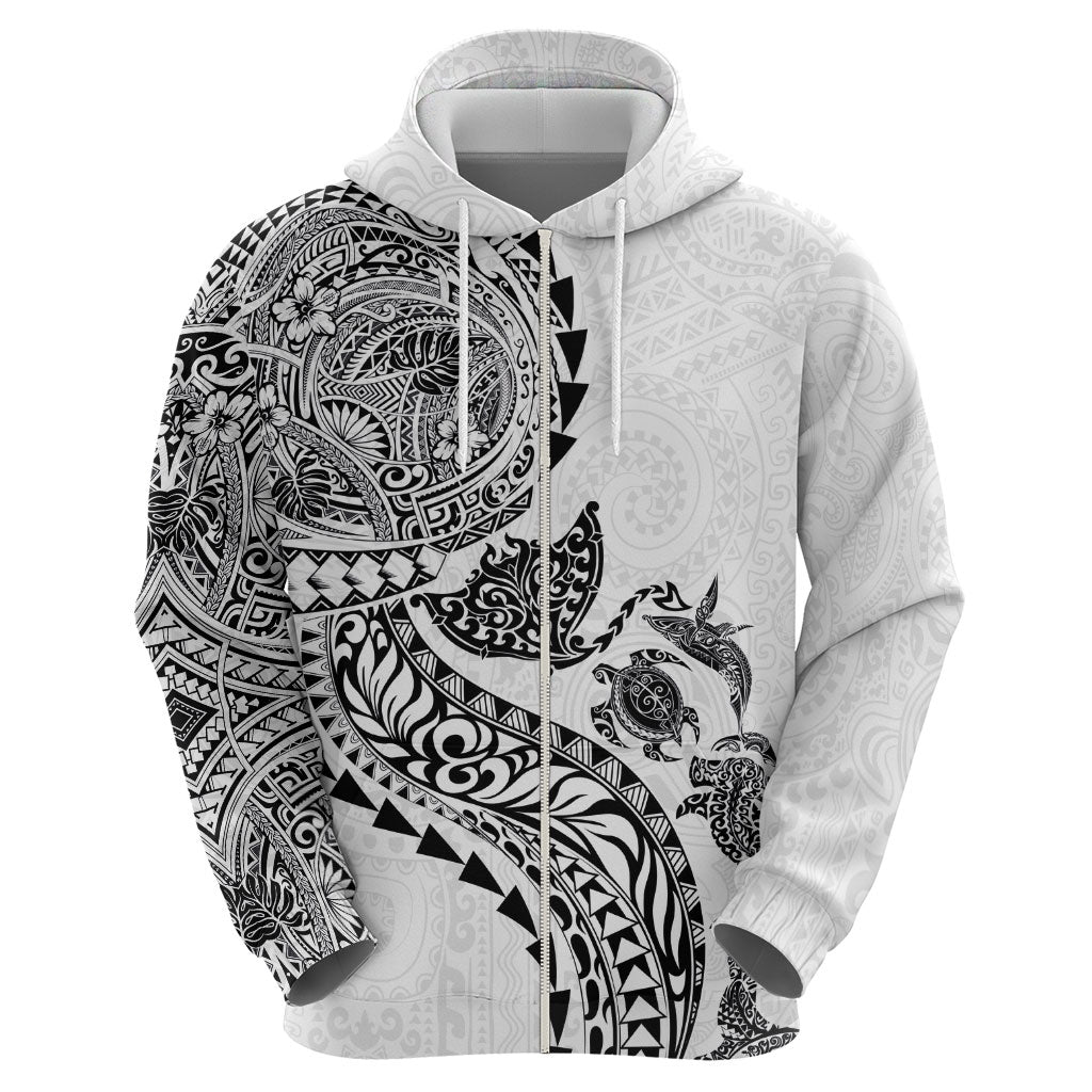 Hawaiian Kakau Tribal Sea Animals Tattoos Hoodie White Color LT03 - Polynesian Pride