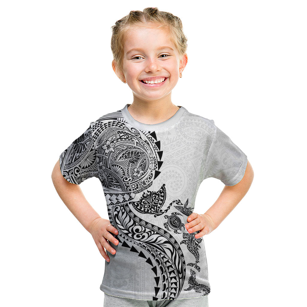 Hawaiian Kakau Tribal Sea Animals Tattoos Kid T Shirt White Color