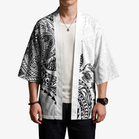 Hawaiian Kakau Tribal Sea Animals Tattoos Kimono White Color
