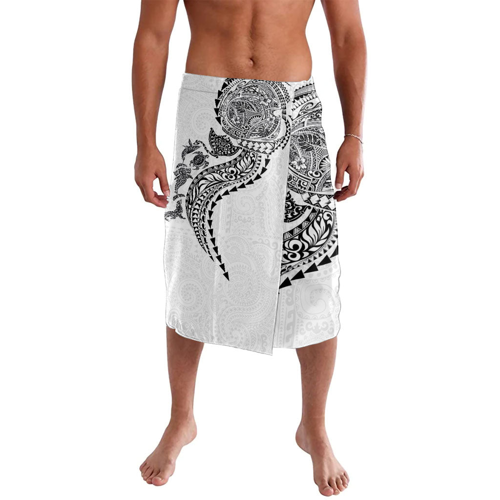 Hawaiian Kakau Tribal Sea Animals Tattoos Lavalava White Color LT03 White - Polynesian Pride