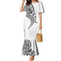 Hawaiian Kakau Tribal Sea Animals Tattoos Mermaid Dress White Color LT03 Women White - Polynesian Pride