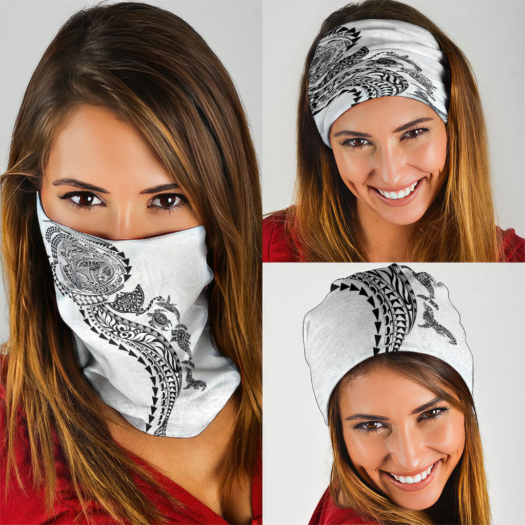 Hawaiian Kakau Tribal Sea Animals Tattoos Neck Gaiter White Color